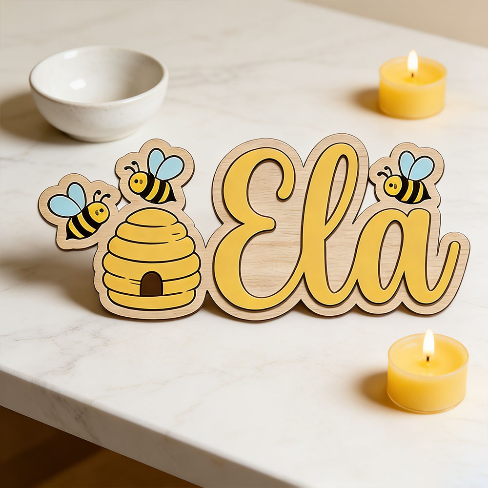 Baby Nursery Decor Girl - Panneau en bois personnalisé avec un
